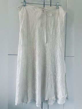 Chan Luu White Silk Embroidered Maxi Dress